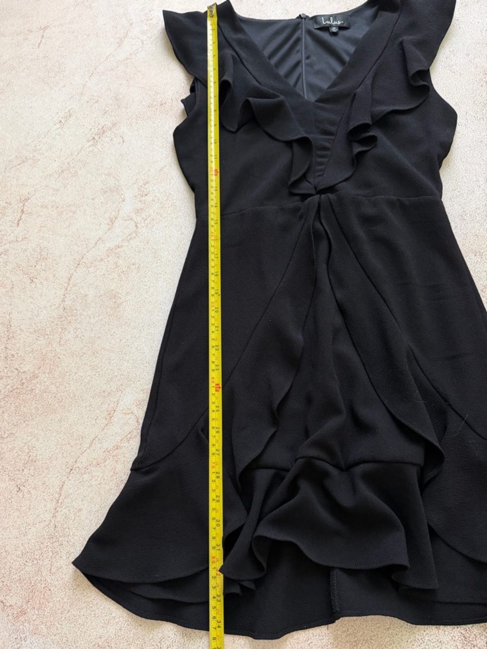 Lulu's Black Ruffle V-Neck Mini Dress - Picture 5 of 5